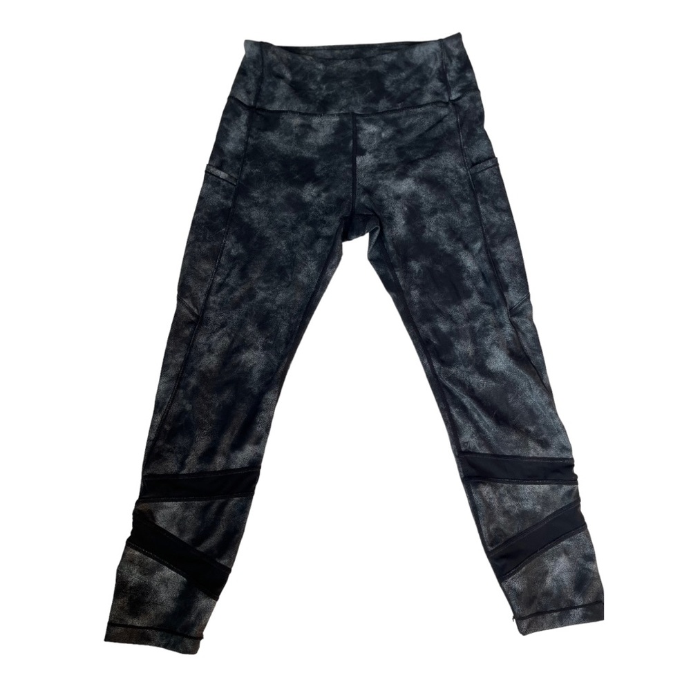 ZYIA Metallic Activewear Leggings w/pocket and Mesh detail size 6-8